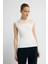 Tül Detaylı Kolsuz Triko Bluz Kemik 11544676001 4
