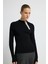 Yakası Detaylı Triko Kazak Siyah 13945643000 1