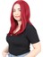 Kahkülsüz Fiber Sentetik Orta Boy Düz Peruk / Kızıl 3