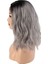 Fiber Sentetik Dalgalı Kısa Tül Peruk / Siyah Gri Ombreli 3