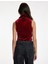 Slim Fit Dik Yaka Kolsuz Crop Kadife Bluz 4