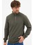 Erkek Haki Standart Fit Normal Kesim Pamuklu Yarım Fermuarlı Dik Yaka Pamuklu Sweatshirt 4