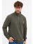 Erkek Haki Standart Fit Normal Kesim Pamuklu Yarım Fermuarlı Dik Yaka Pamuklu Sweatshirt 5