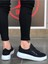 Kalın Yüksek Taban Çapraz Bant Siyah Erkek Ayakkabı Sneaker Spor Ayakkabı 2