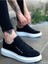 Kalın Yüksek Taban Çapraz Bant Siyah Erkek Ayakkabı Sneaker Spor Ayakkabı 3