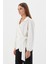 Yanı Bağlamalı Saten Bluz Ekru 4