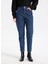Yüksek Bel Düz Paça Mom Fit Indigo Kadın Denim Pantolon J5WL-PNT7030 3