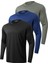 3'lü Paket Erkek %100 Pamuklu Likralı Spor Koşu Günlük Antrenman Uzun Kollu Penye T-Shirt 1