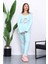 Su Yeşili Kışlık Pamuklu İnterlok Pijama Takımı 2