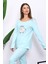 Su Yeşili Kışlık Pamuklu İnterlok Pijama Takımı 3