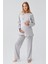 Uzun Kollu Desenli Esnek Pamuklu Hamile Sabahlık Pijama Takım 18300 2