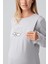 Uzun Kollu Desenli Esnek Pamuklu Hamile Sabahlık Pijama Takım 18300 5