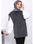 Antrasit Çıtçıt Detaylı Kaşe Yelek 3