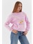 Baskılı Oversize Sweatshirt Pembe 3