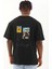 Unisex Oversize Baskılı Bisiklet Yaka T-Shirt - Siyah 5