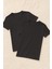 Erkek %100 Pamuklu V Yaka Kısa Kollu 2 Adet Siyah T-Shirt LL.IL10.KE12.001 1
