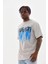 Unisex Baskılı Oversize T-Shirt - Gri 3