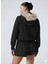 Kadın Siyah Fermuarlı Kapüşonlu Sweatshirt – Kürklü Kapüşon, Cepli, Rahat Kalıp 5