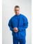 Uzun Kol Bisiklet Yaka Basic Sweatshirt - Mavi 5