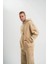 Unisex Double Oversize Kapşonlu Basic Sweatshirt - Bej 5