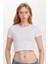 Kadın Giyim Pamuklu - Elastan Yarım Kol Bisiklet Yaka Crop LL.01.ILK.110 1
