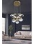 Hemera Modern Kumandalı LED Sarkıt Avize 3 Renk 4 Bölmeli Gold Kaplamalı Toplu Kelebek Taşlı 2