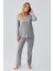 Uzun Kollu Ajurlu Düğmeli Esnek Pamuklu Hamile Pijama Takım 18214 2