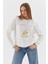 Baskılı Oversize Sweatshirt Ekru 1