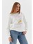Baskılı Oversize Sweatshirt Ekru 3