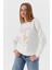 Baskılı Oversize Sweatshirt Ekru 4