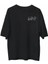 Unisex Bisiklet Yaka Baskılı Oversize T-Shirt - Siyah 1