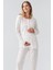 Uzun Kollu Desenli Düğmeli Esnek Pamuklu Hamile Pijama Takım 18218 5