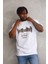 Unisex Baskılı Oversize T-Shirt - Beyaz 6