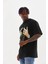 Unisex Baskılı Oversize T-Shirt - Siyah 4