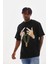 Unisex Baskılı Oversize T-Shirt - Siyah 7