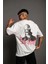 Erkek Oversize Tişört – Beyaz 24/1 Penye Kumaş, Bisiklet Yaka, Ön & Arka Baskılı, Streetwear Tarzı Rahat Büyük Kalıp T-Shirt- Beyaz 1