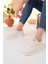 Yexo Premium Süper Ortopedik Bağcıklı Bej Kadın Sneaker 2