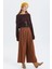 Pilili Loose Fit Kumaş Pantolon Kahverengi 4