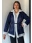 Kadın Bel Kuşaklı Içi Peluş Jean Kot Ceket P-00018968 2