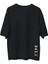 Unisex Bisiklet Yaka Baskılı Oversize T-Shirt - Siyah 1