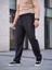 Erkek Keten Cepli Çıma Dikişli Jogger Buggy Pantalon Rahat Kalıp - Siyah 5
