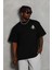 Unisex Oversize Baskılı Bisiklet Yaka T-Shirt - Siyah 1