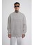 Unisex Biskilet Yaka Üç Iplik Sweatshirt - Gri 1