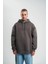 Double Oversize Kapşonlu Nakışlı Sweatshirt - Füme 1
