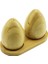 2 Pcs - Yumurta Modeli Ahşap Bambu Tuzluk - Baharatlık Ahşap Standlı (5332) 1