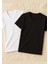 Erkek %100 Pamuklu V Yaka Kısa Kollu 2 Adet Siyah - Beyaz T-Shirt LL.IL10.KE12.001 1