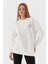 Kedi Işlemeli Sweatshirt Ekru 1