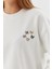 Kedi Işlemeli Sweatshirt Ekru 2