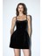 Kadife Mini Elbise Siyah 12444353002 2