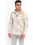 Erkek Yarım Fermuarlı Desenli Polar Sweat Yakalı, Uzun Kollu, Oversize Rahat Kalıp - Bej 1